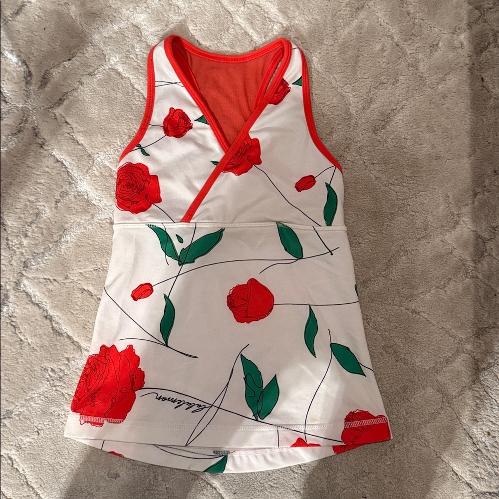 lululemon athletica Red and White Floral Tank Top Size 0